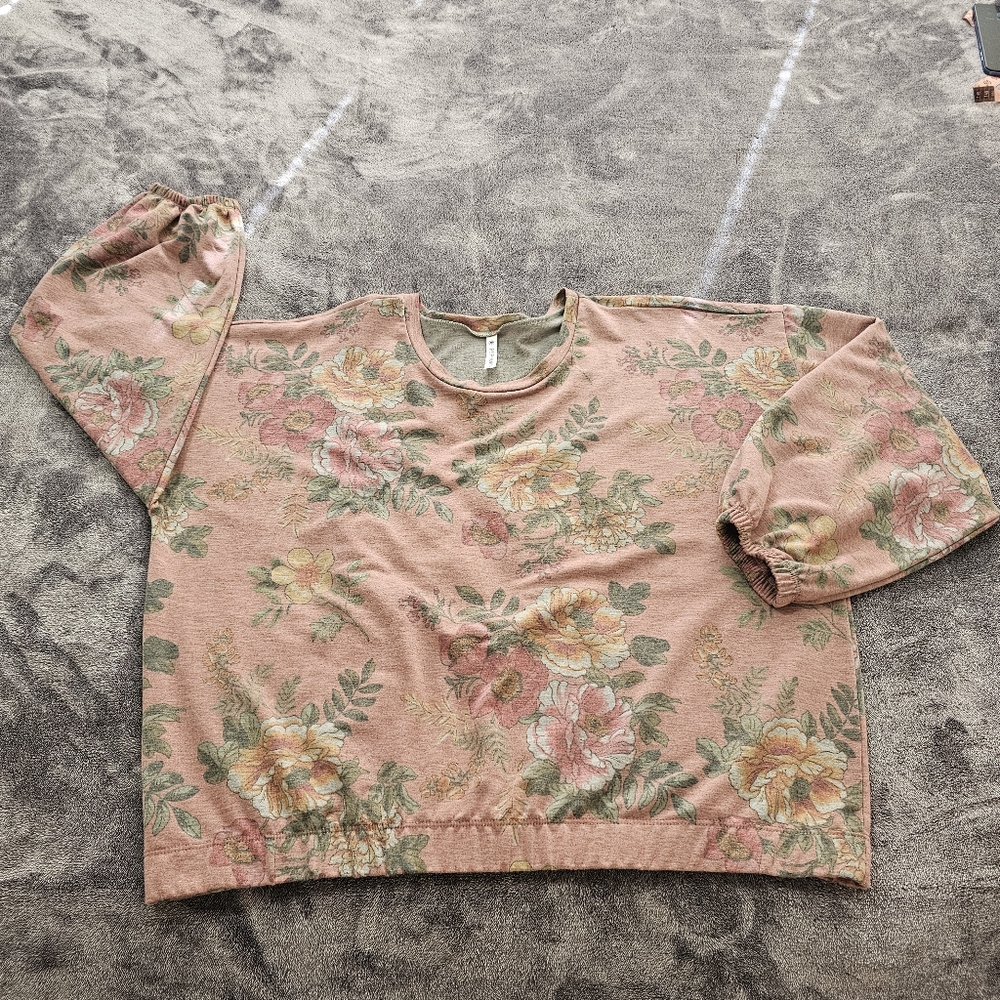 Piphany  Long Sleeve Top Floral Print Mauve Womens Large - Picture 6 of 13